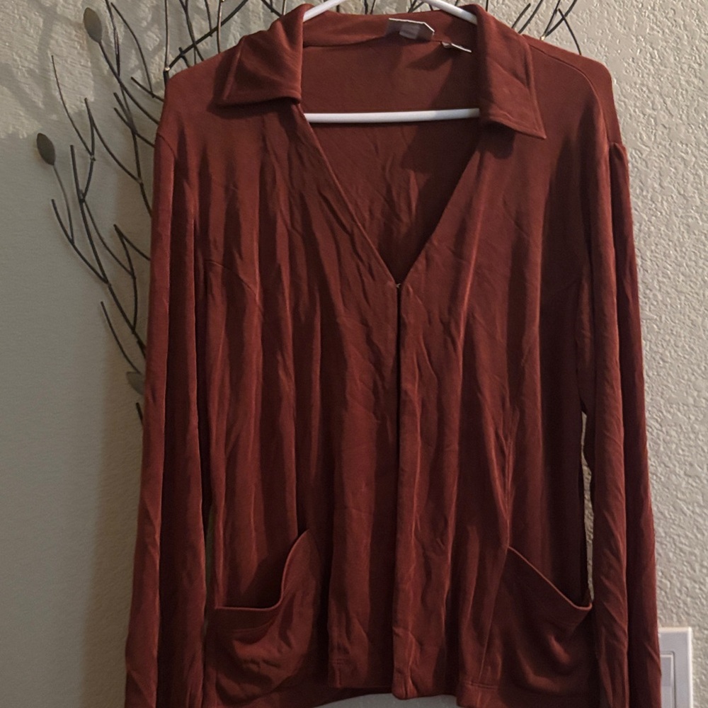 Chico's Deep Red V-Neck Blouse